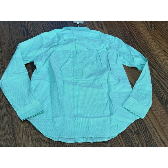 NWT Everlane The Silky Cotton Mint Green White Stripe Button Down Shirt Size 0 - Picture 5 of 11